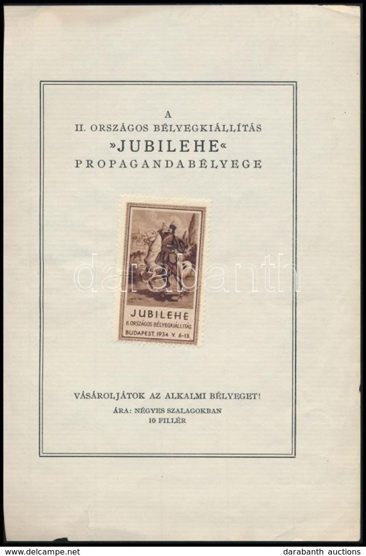 1934 Jubilehe Levélzáró Eladási Reklám - Non Classés