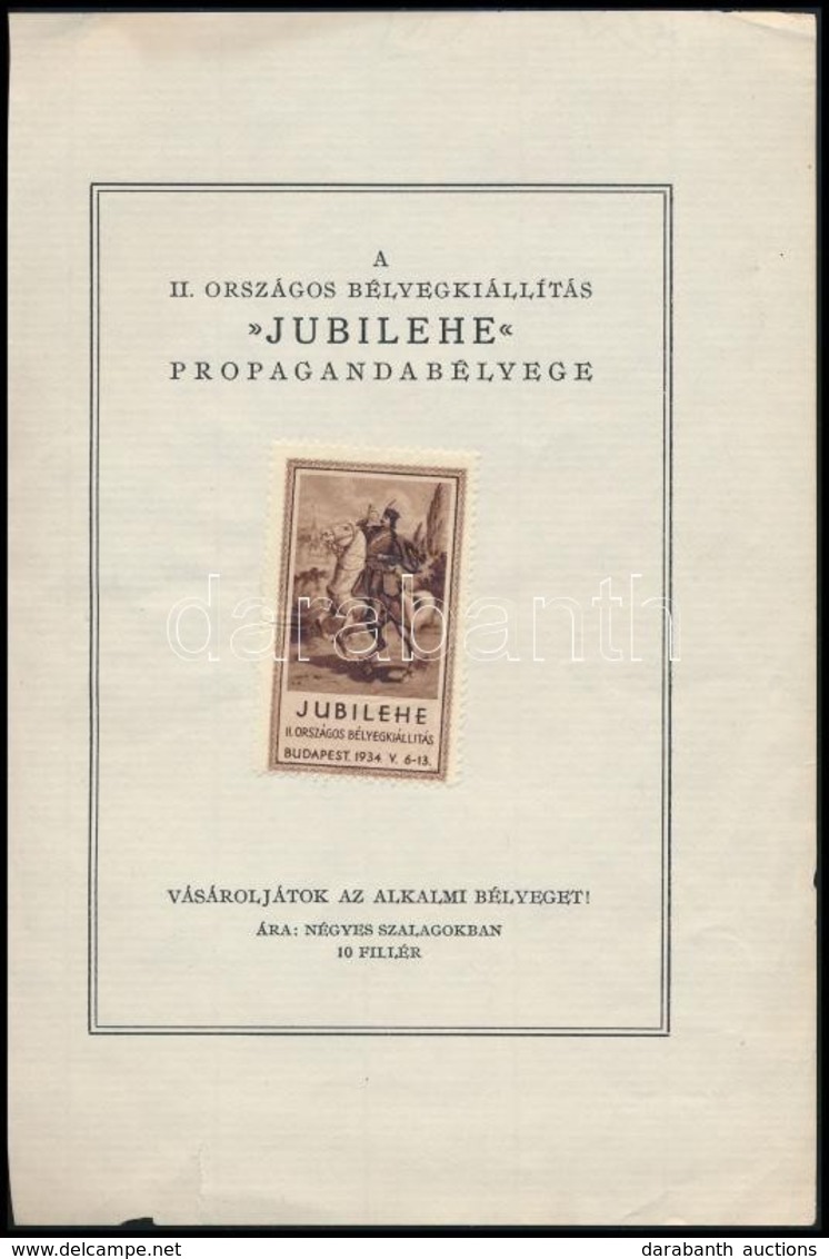 1934 Jubilehe Levélzáró Eladási Reklám - Unclassified