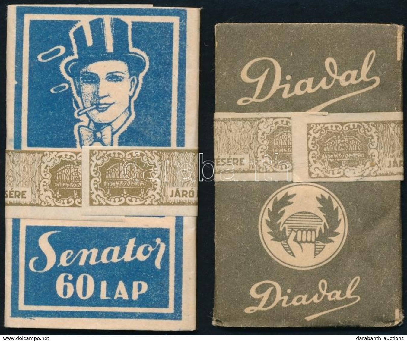 Cca 1940 Diadal és Senator 60 Lapos Szivarkapapír Adójeggyel / Cigar Paper With Tax Stamp. - Unclassified