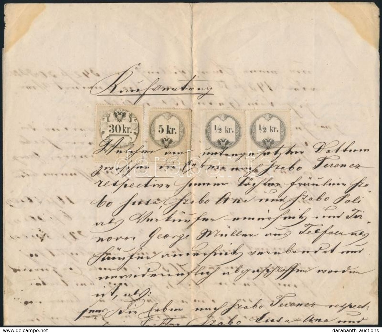 1859 Teljes Okmány 36kr Okmánybélyeggel Szászrégen - Unclassified