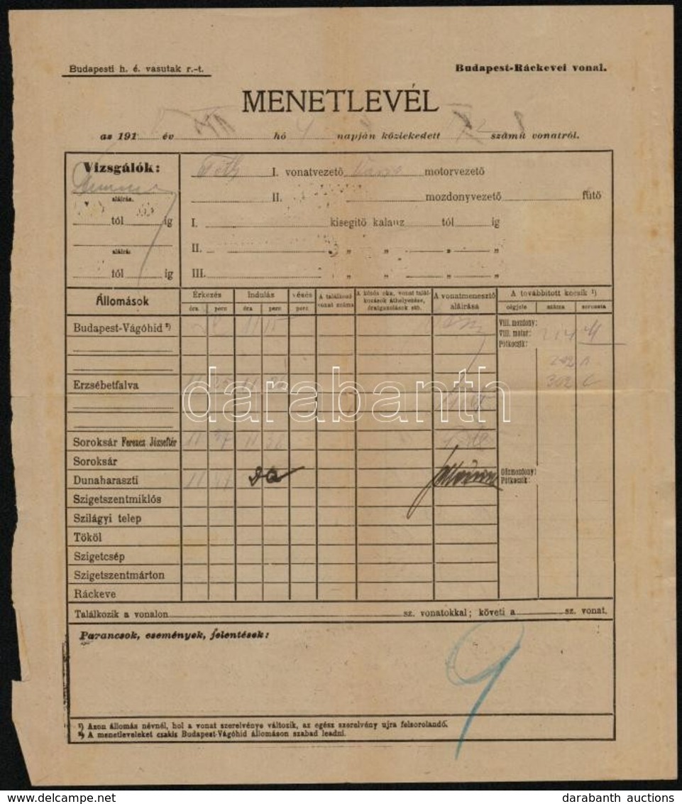 1918 Budapest-Ráckeve Menetlevél Halálos Baleseti Jelentéssel - Non Classés