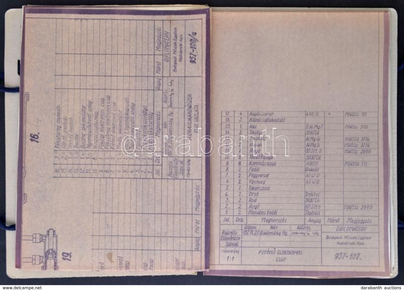 1957 M16-17 PF Műszaki Rajzok Mappában - Non Classés