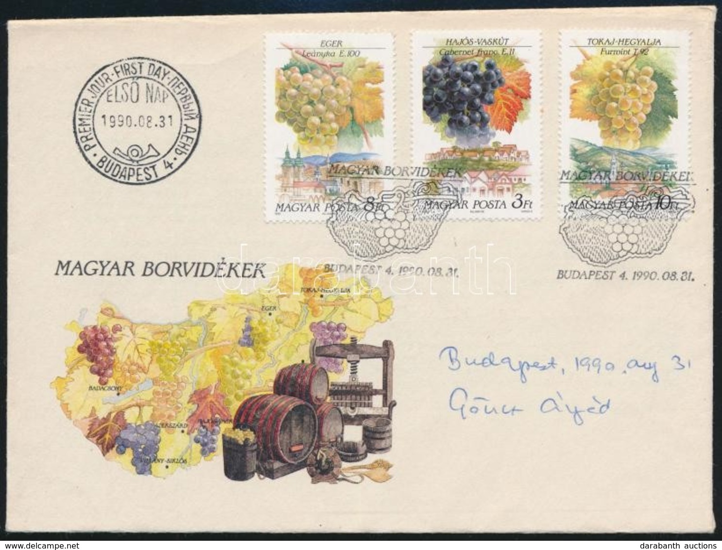 1990 Göncz Árpád Aláírása Magyar Borvidékek FDC-n - Autres & Non Classés