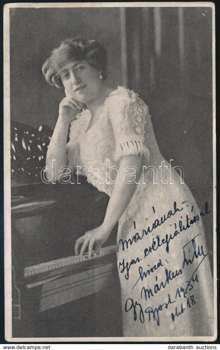 1934 Gy. Márkus Lily Zongoraművésznő Dedikált Fotólapja,14x9 Cm - Other & Unclassified