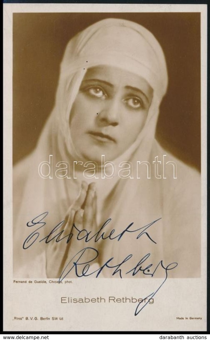 Elisabeth Rethberg (1894-1976) Opeaénekes Aláírt Fotója / Autograph Signed Photo Postcard Of Opera Singer - Autres & Non Classés