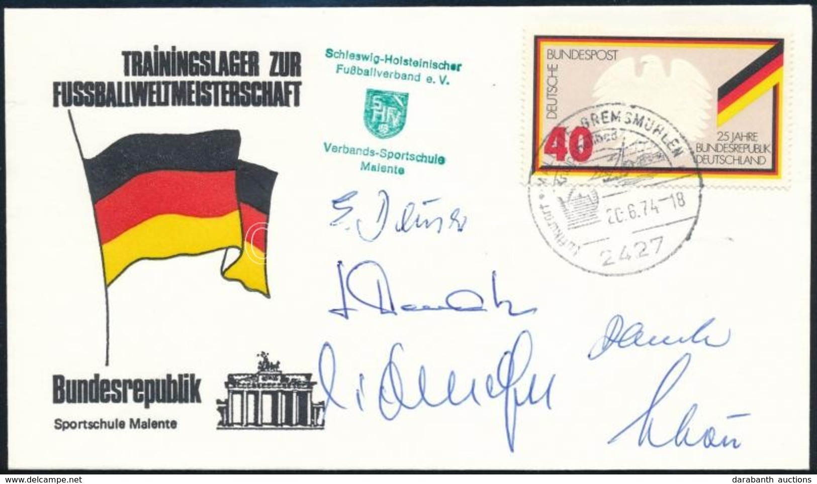 1974 A Világbajokságot Megnyerő NSZK Labdarúgó Válogatott Néhány Játékosának Aláírása Emlékborítékon / Autograph Signatu - Autres & Non Classés