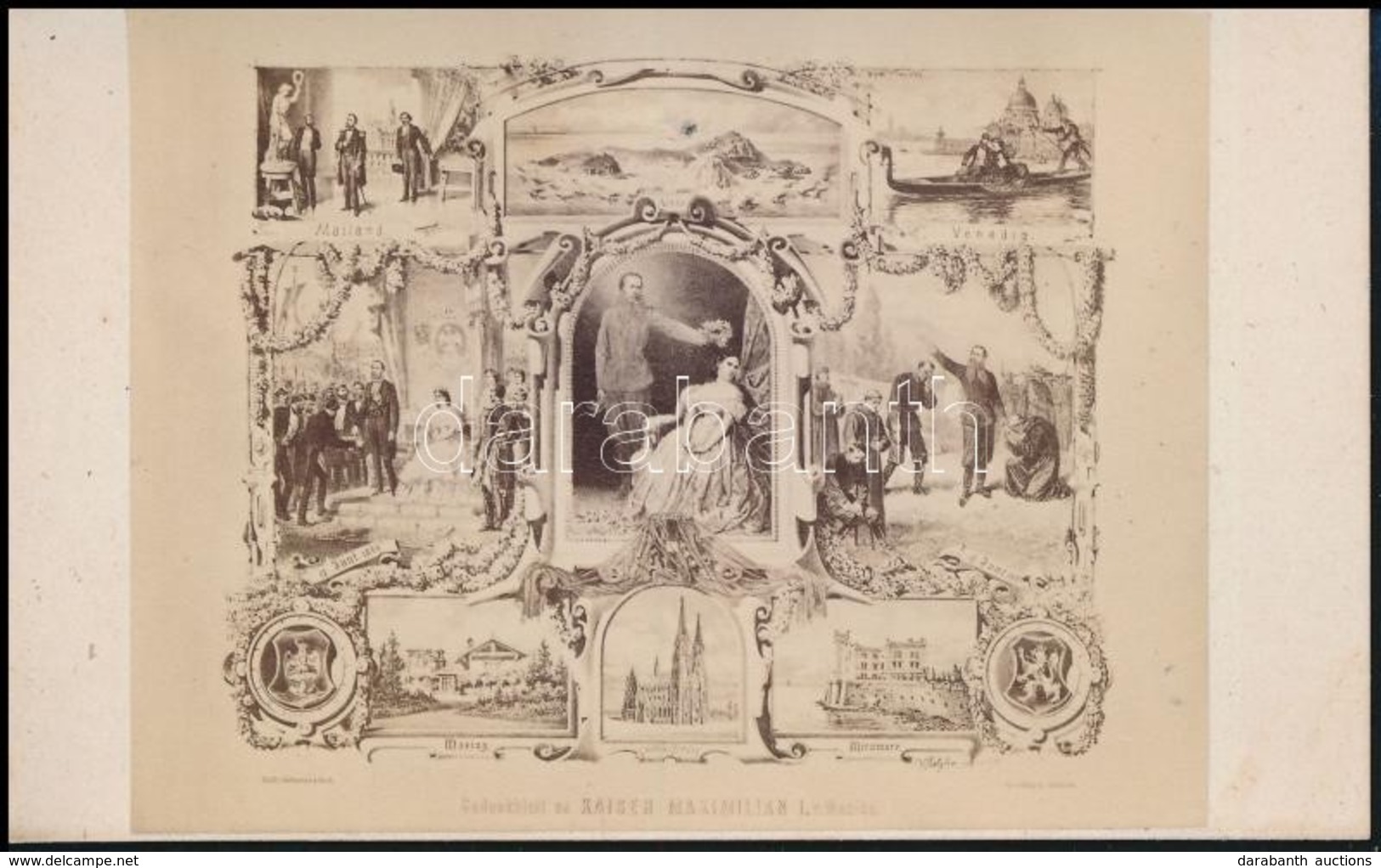 Cca 1868 Ferdinánd Miksa (1832-1867) Osztrák Főherceg, Mexikói Császár Emléklapjáról Készült Korabeli Fénynyomat, 6,5×10 - Autres & Non Classés