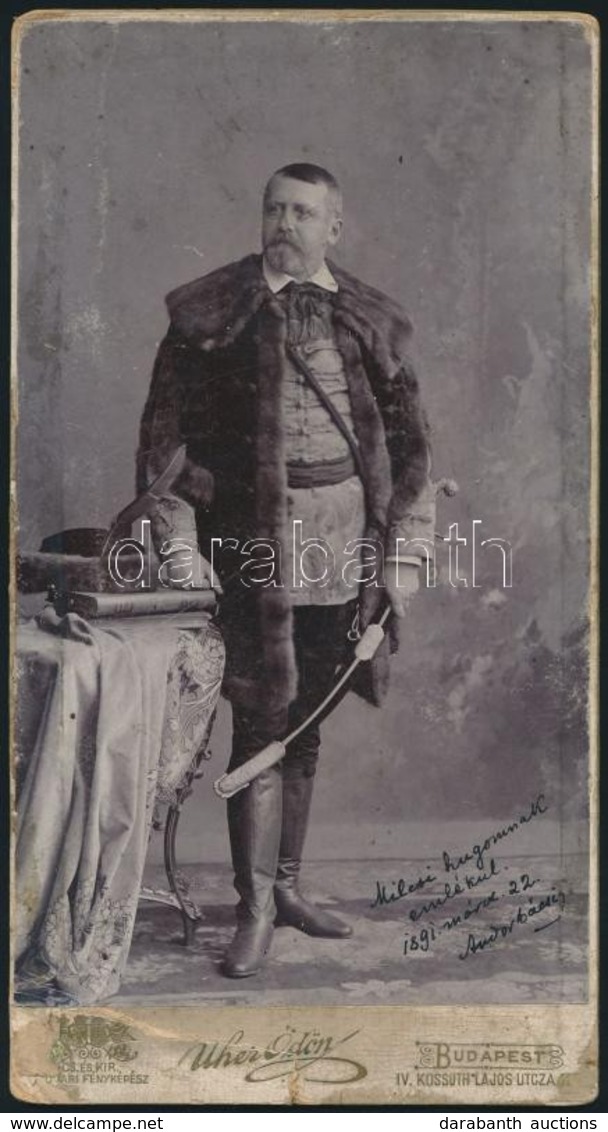 Gróf Festetich Andor (1857-1929 ) Színiigazgató, író Díszmagyarban.dedikált Fotó.  11x20 Cm - Autres & Non Classés