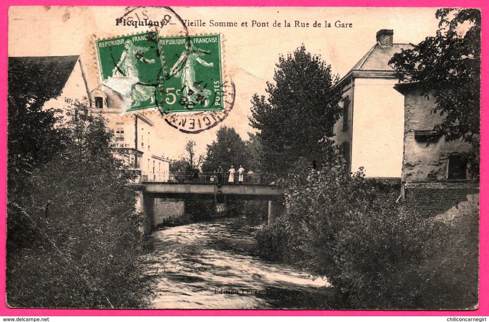 Picquigny - Vieille Somme Et Pont De La Rue De La Gare - Animée - Imp. CATALA Frères - 1908 - Picquigny