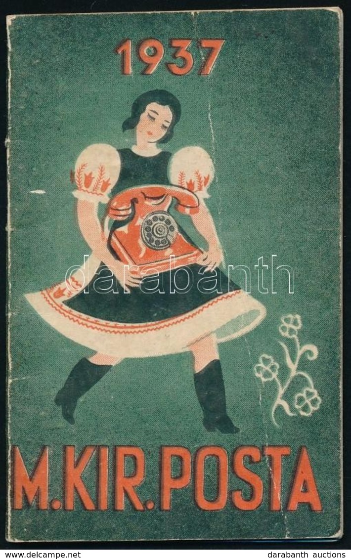 1937 Zsebnaptár, Magyar Királyi Posta, Tetlák Grafikájával, 10,5x7 Cm - Publicités