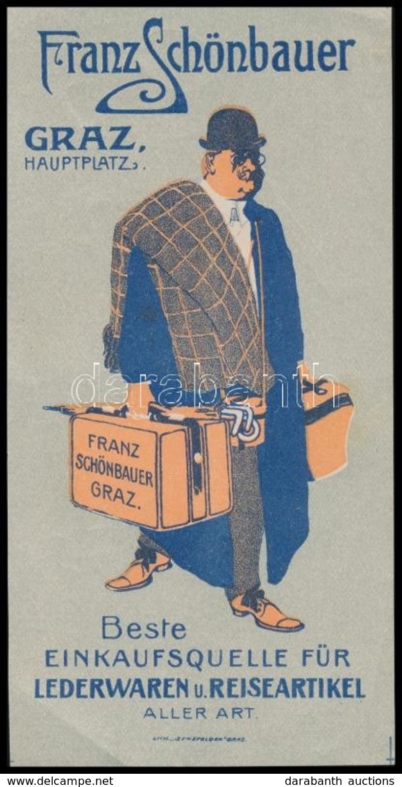 Graz, Franz Schönbauer Lederwaren Und Reiseartikel Számolócédula - Advertising