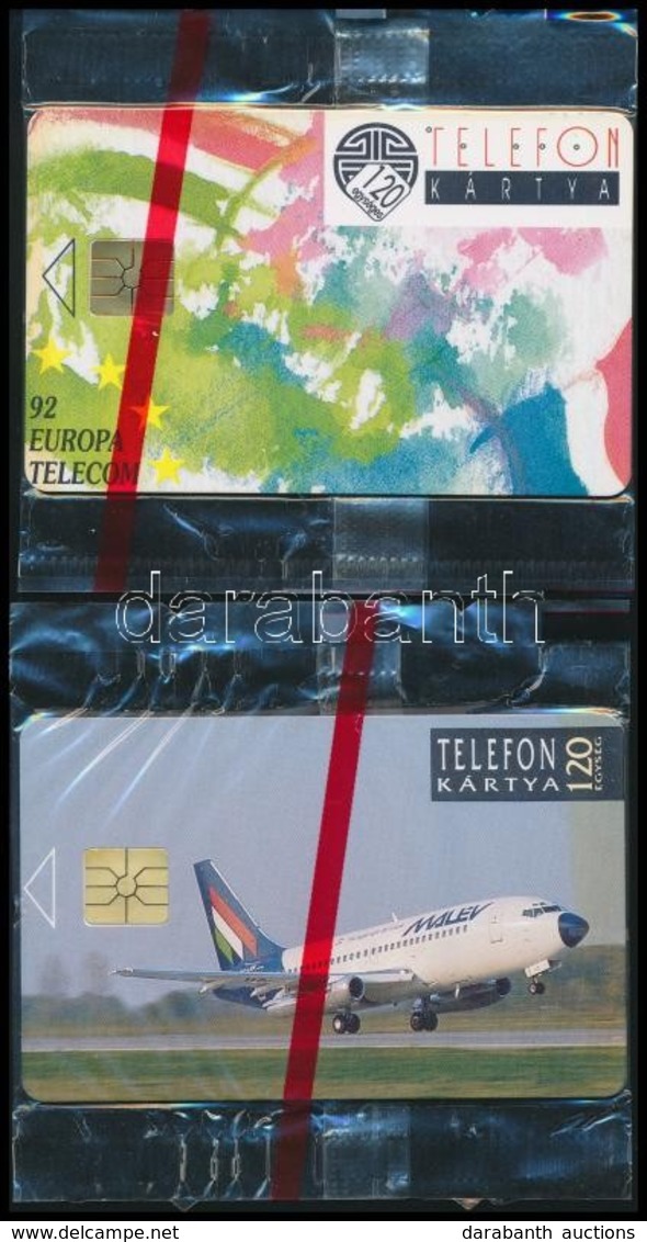 1992 1 Db 'Malév' és 1 Db 'Monetel' Motívumos Telefonkártya, Bontatlan Csomagolásban - Non Classés