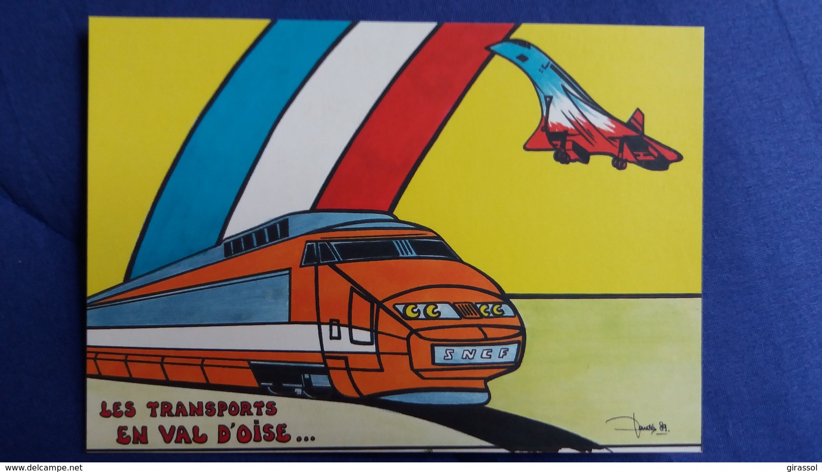 CPM ILLUSTRATEUR LARDIE J TRANSPORTS TGV CONCORDE  ENGHIEN 1989 1 ERE RENCONTRE ARTISTES 1989 N° 447/ 3000 - Lardie