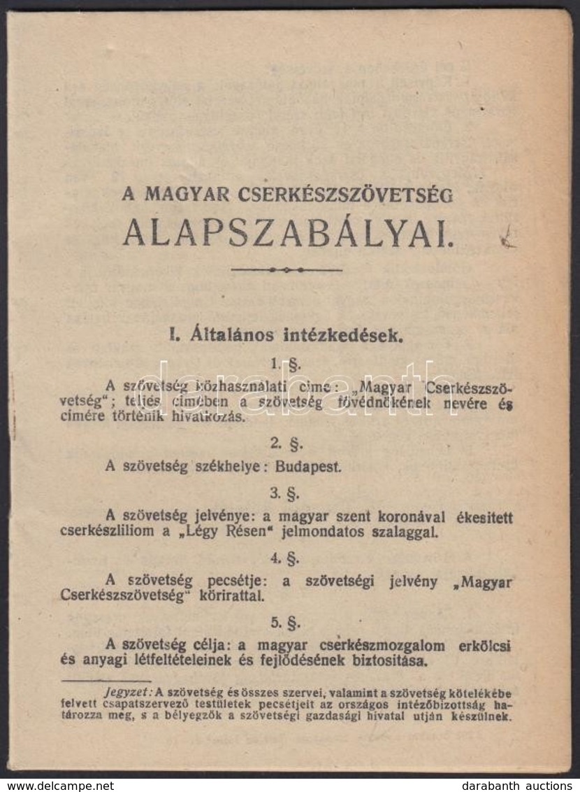 1922 A Magyar Cserkésszövetség Alapszabályai 24p. - Scoutisme