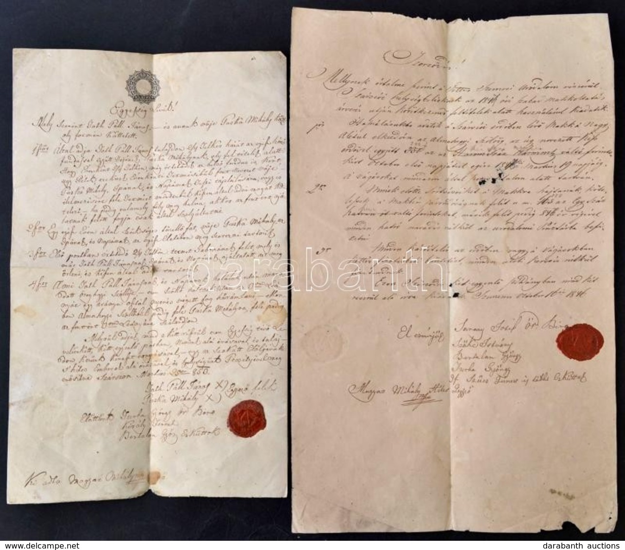 1846 Két Balatoni Okirat: Szemesi Uradalommal Kapcsolatos Szerződés, + 1850 Szárszói Egyezség 15kr Szignettával - Autres & Non Classés