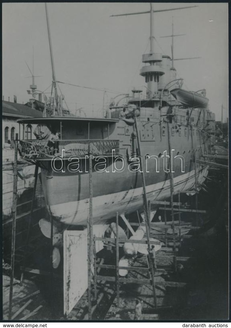 1901 Az SMS Árpád K.u.k.-s Tengeri Páncélos Hajó építése, Az 1980-as években Eredeti Negatívról Előhívott Fotó, 17,5×12, - Non Classés