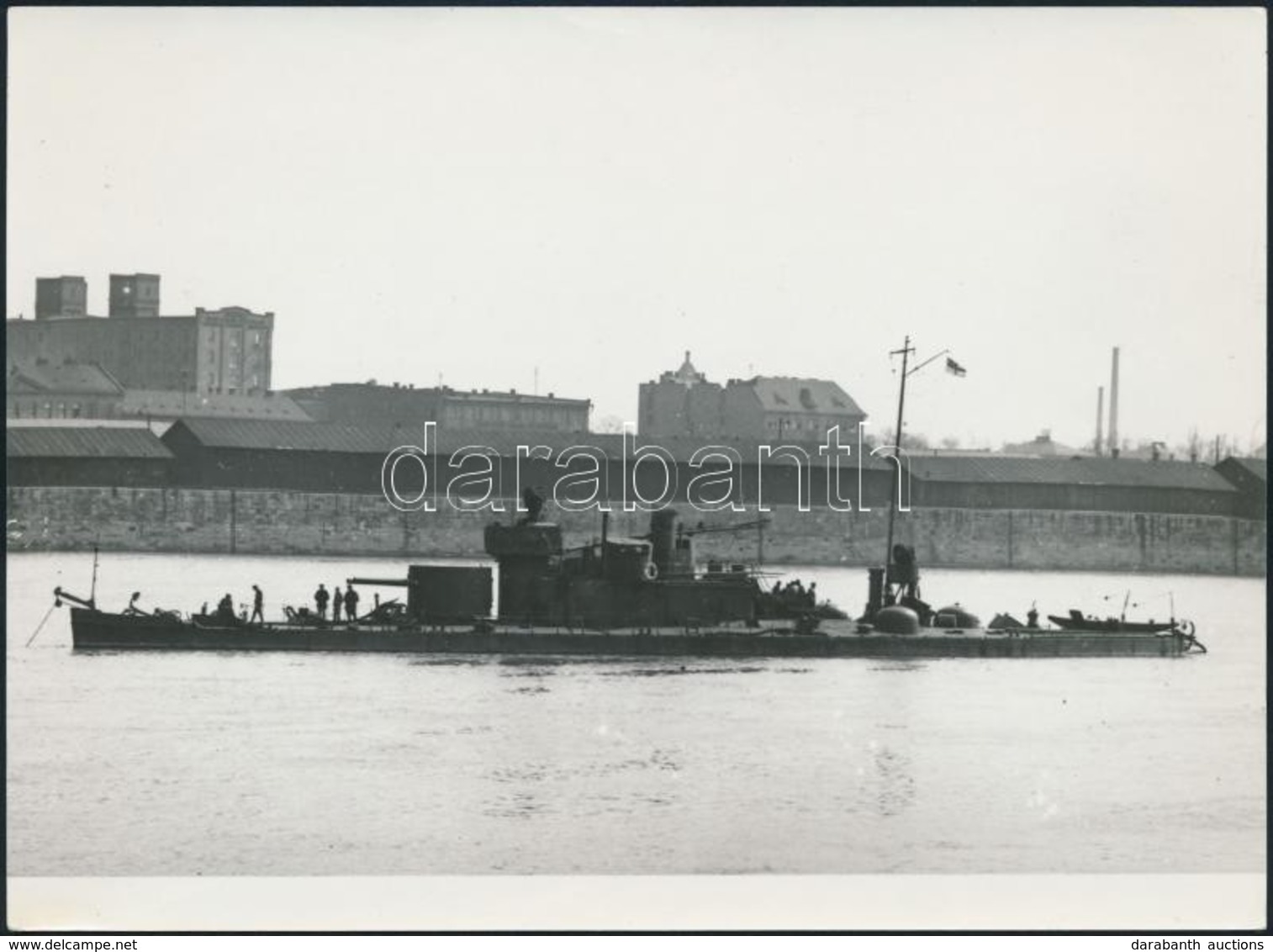 1919 Az Enns Monitor, A Dunai Flottila Hajója Angol Zászló Alatt, Az 1980-as években Eredeti Negatívról Előhívott Fotó,  - Unclassified