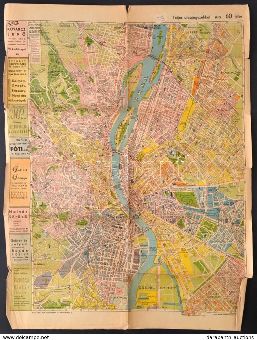 Cca 1930 3 Db Budapest Térkép és Egy Térkép Tok. Vegyes állapotban - Autres & Non Classés