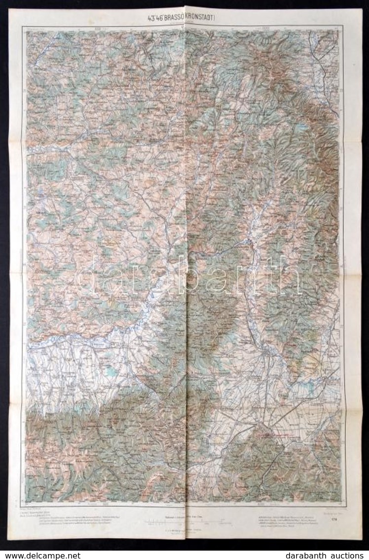 1914 Brassó és Környékének, és Gyulafehérvár és Környékének Térképe, 1: 200.000, K.u.K. Militärgeographisches Institut,  - Autres & Non Classés