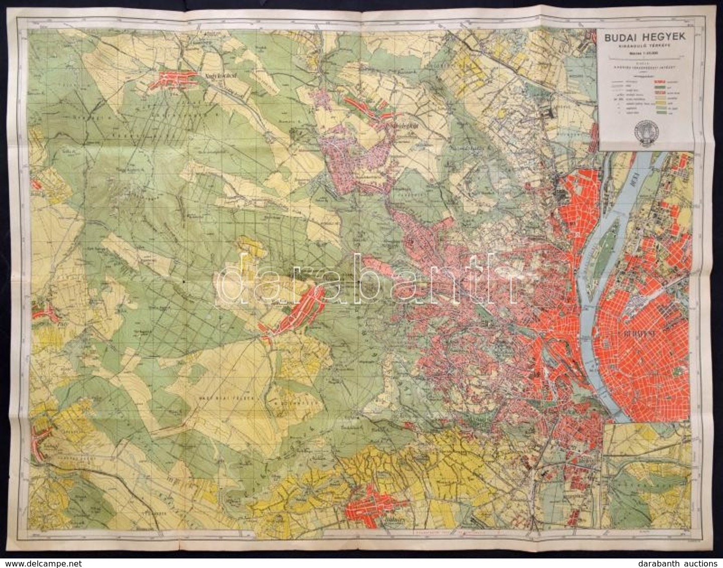 1947 Budai -hegyek Kiránduló Térképe, 1:25.000. Bp., Honvéd Térképészeti Intézet, Kis Szakadással, 63x80 Cm. - Autres & Non Classés