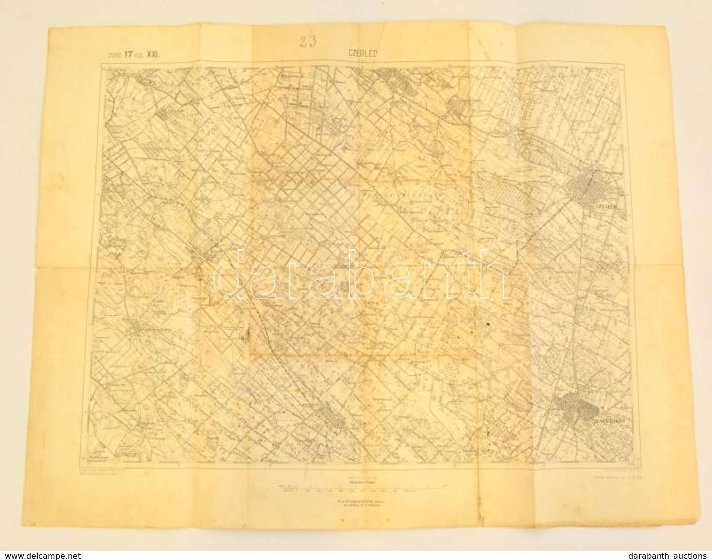 1910 Cegléd és Környékének Katonai Térképe, Kiadja K. U. K. Militärgeographisches Institut, 47×61 Cm - Autres & Non Classés