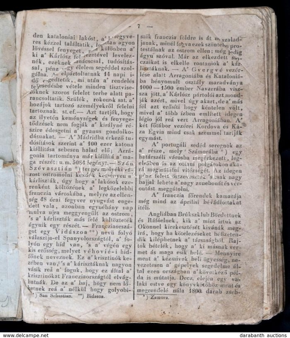 1836 Vasárnapi újság. 1836. Január 10. - Dec. 18., 92. Sz.-141. Sz. Szerk.: Brassai Sámuel. Kolozsvár, Erdélyi Híradó, 7 - Unclassified