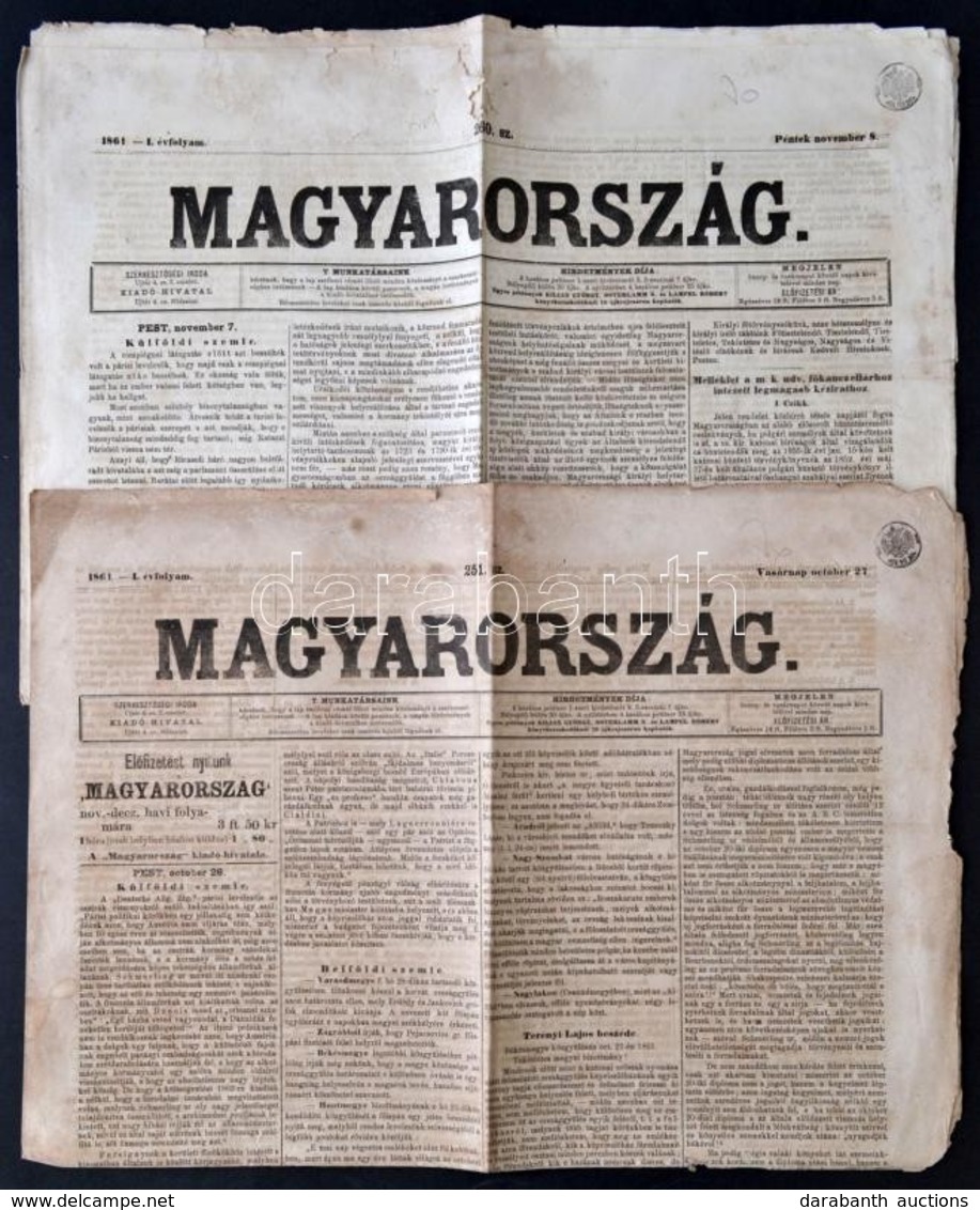 1861 A Magyarország 1. évf. Két Lapszáma (251., 260.), érdekes írásokkal - Unclassified