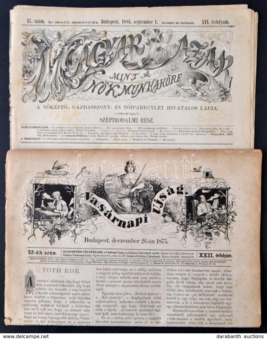 1875 Vasárnapi Újság, 1881 Magyar Bazár C. újság Egy-egy Száma. - Non Classés