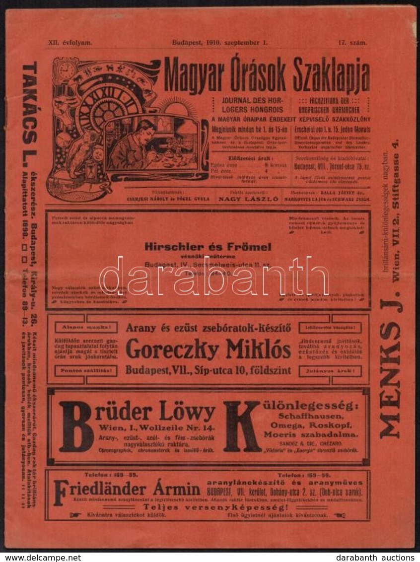 1910 Magyar Órások Szaklapja. XII. évf. 17. Sz., 1910. Szeptember 1. - Unclassified