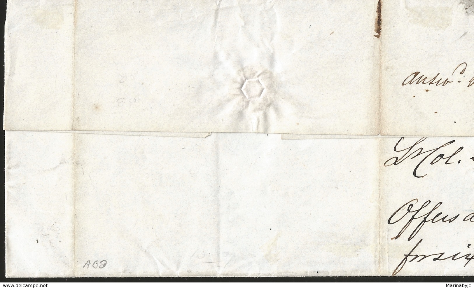 J) 1847 MEXICO, OUTER LETTER SHEET FROM CAMP ENCALADA, MEXICO TO THE SECRETARY OF WAR IN WASHINGTON, STRUCK WITH A FINE - Mexico