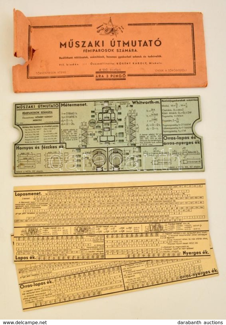 Cca 1940 Műszaki útmutató Fémiparosok Számára, Két Mutatóval, összeállította: Kökény Károly, Miskolc, VII. Kiadás, Szaka - Non Classés