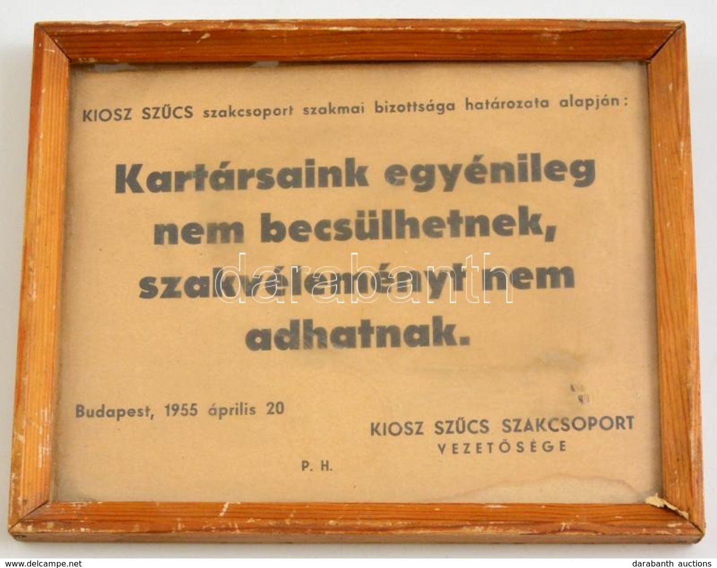 1955 Bp., A KIOSZ SZŰCS Szakcsoport Szakmai Bizottságának Határozata, 15x19 Cm - Non Classés