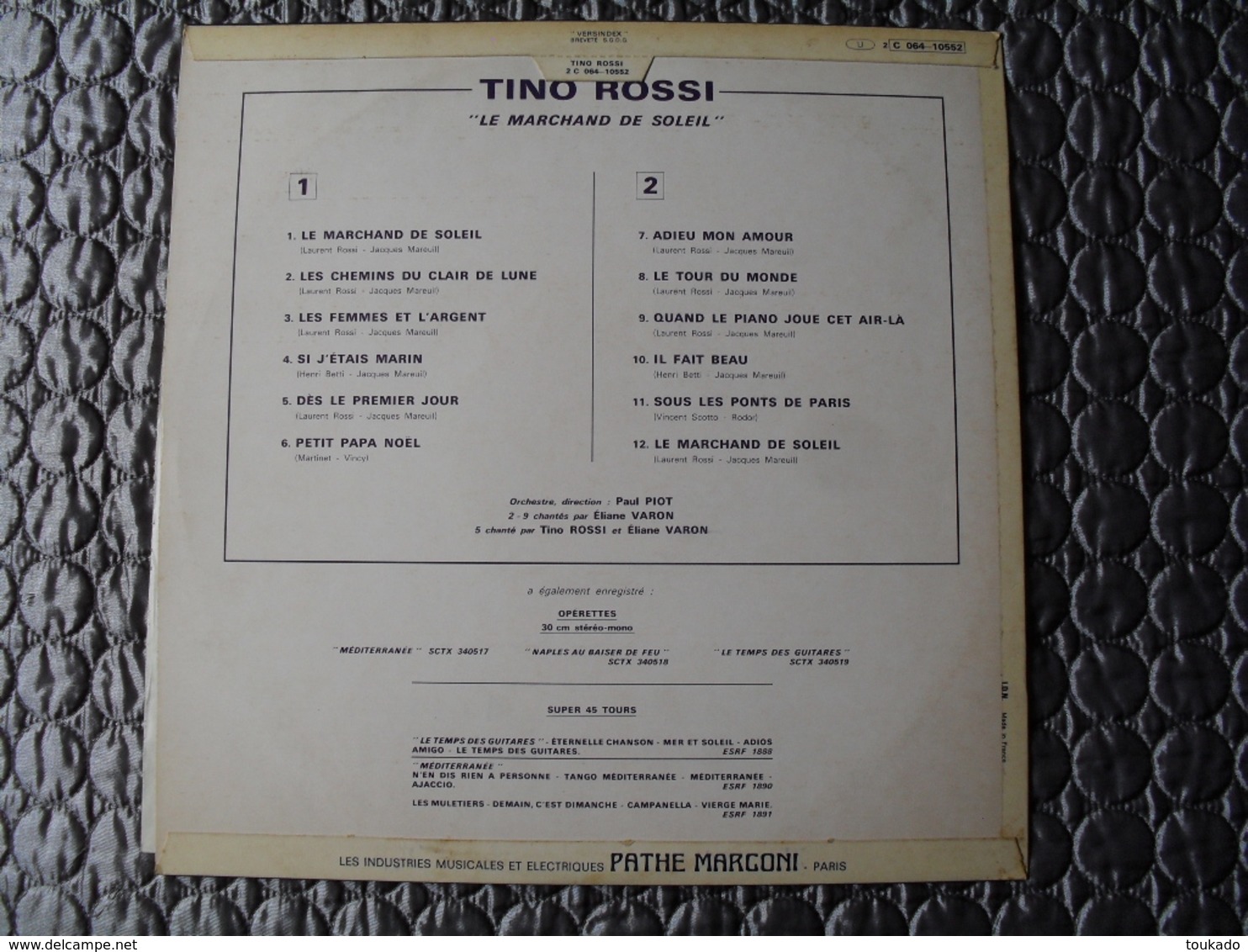 Disque Vinyle 33 Tours TINO ROSSI Chante Le Marchand De Soleil - Autres & Non Classés