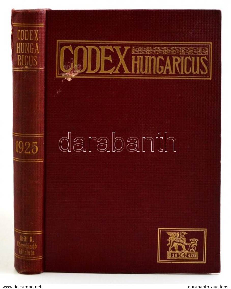 1925. évi Törvénycikkek. Jegyzetekkel Ellátta Dr. Térfy Gyula.  Corpus Juris Hungarici. Magyar Törvénytár. (Codex Hungar - Unclassified