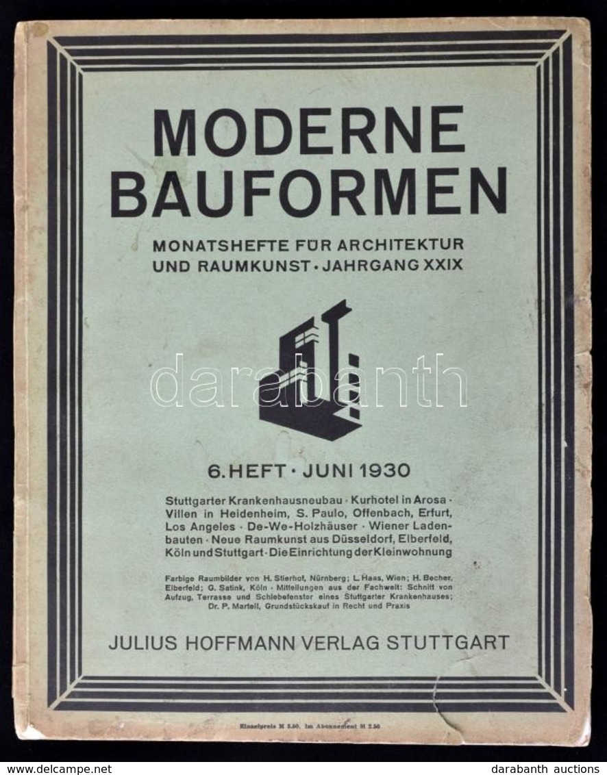 1930 Moderne Bauformen. 1930. Junius. XXIX. évf. 6. Szám. Stuttgart, Julius Hoffmann. Számos Fotóval Illusztrált. Német  - Non Classés