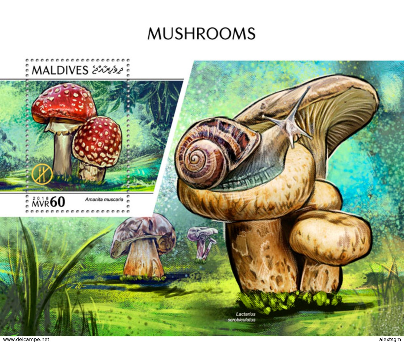 MALDIVES 2018 - Mushrooms S/S Official Issue - Mushrooms