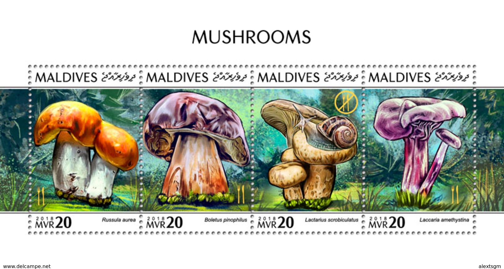 MALDIVES 2018 - Mushrooms. Official Issue - Funghi