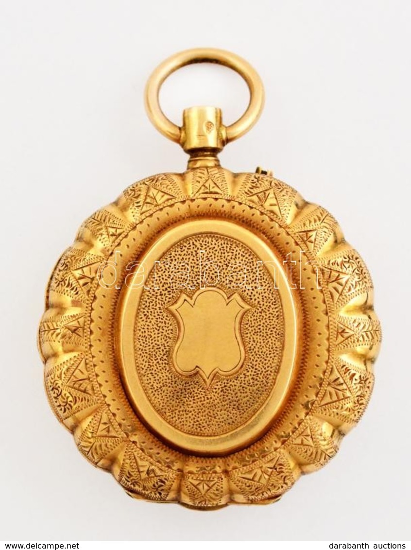 14 K Arany Zsebóratok Gazdagon Díszített D: 35mm, 11,6 G / 14 C Gold Pocket Watch Case With Ornaments 11,6 G - Other & Unclassified