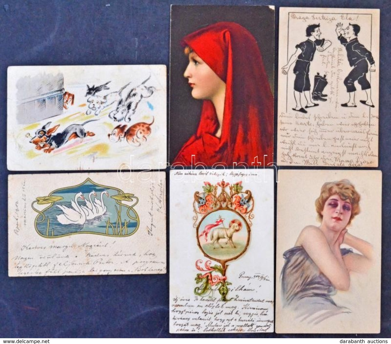 ** * 74 Db RÉGI Motívumos Képeslap, Közte: Hölgyek, üdvözlő, Stengel Művészlapok / 74 Pre-1945 Motive Postcards, With La - Non Classés