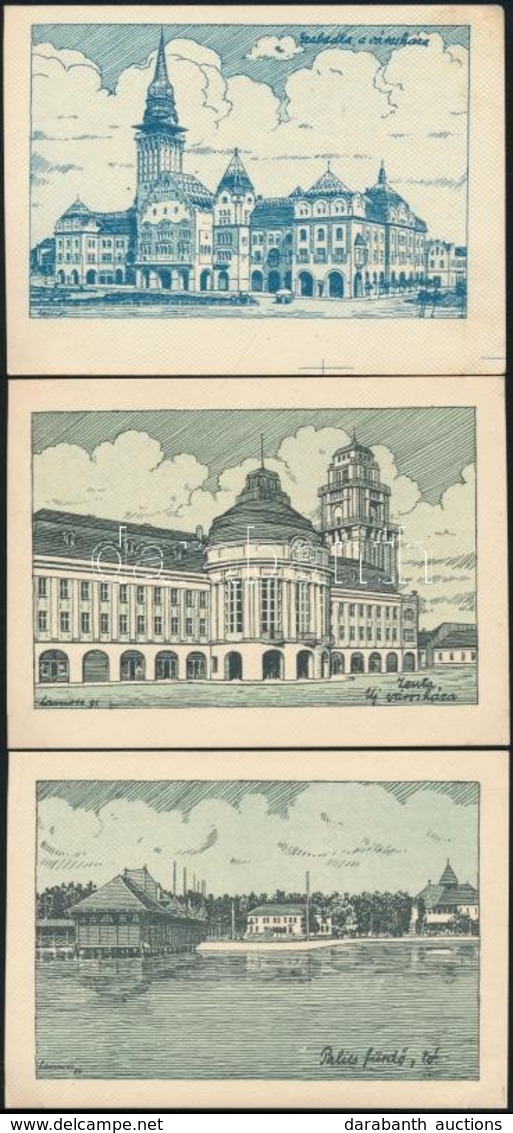 * 11 Db Régi Grafikai Városképes Lap A Történelmi Magyarország Területéről / 11 Pre-1945 Graphic Historical Hungarian To - Non Classés