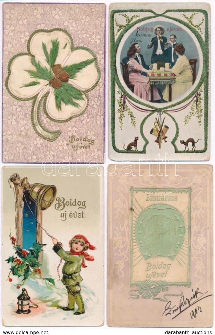 * 6 Db RÉGI újévi üdvözlőlap, Vegyes Minőségben / 6 Pre-1945 New Year Greeting Postcards, Mixed Quality - Non Classés