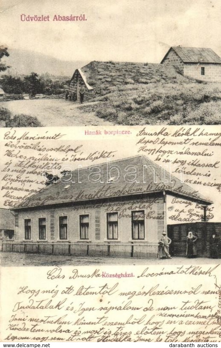 T2/T3 1910 Abasár, Hanák Borpince, Közésgháza. Kiadja Az Abasári Fogyasztási Szövetkezet (EK) - Non Classés