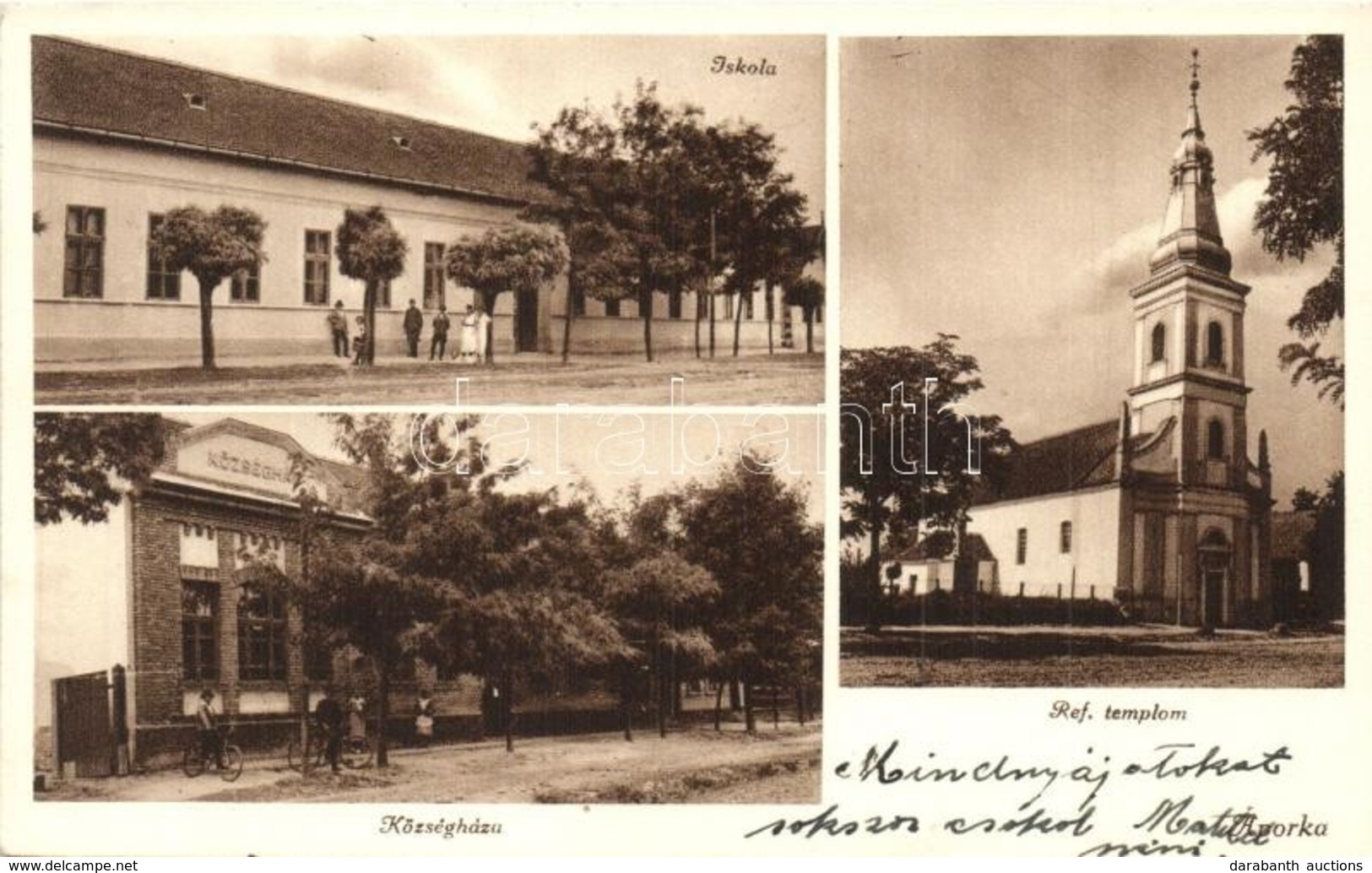 T2 Áporka, Iskola, Községháza, Fiúk Kerékpárral, Református Templom. Németh Fényképész + 1941 Áporka Postai ügynökségi P - Unclassified
