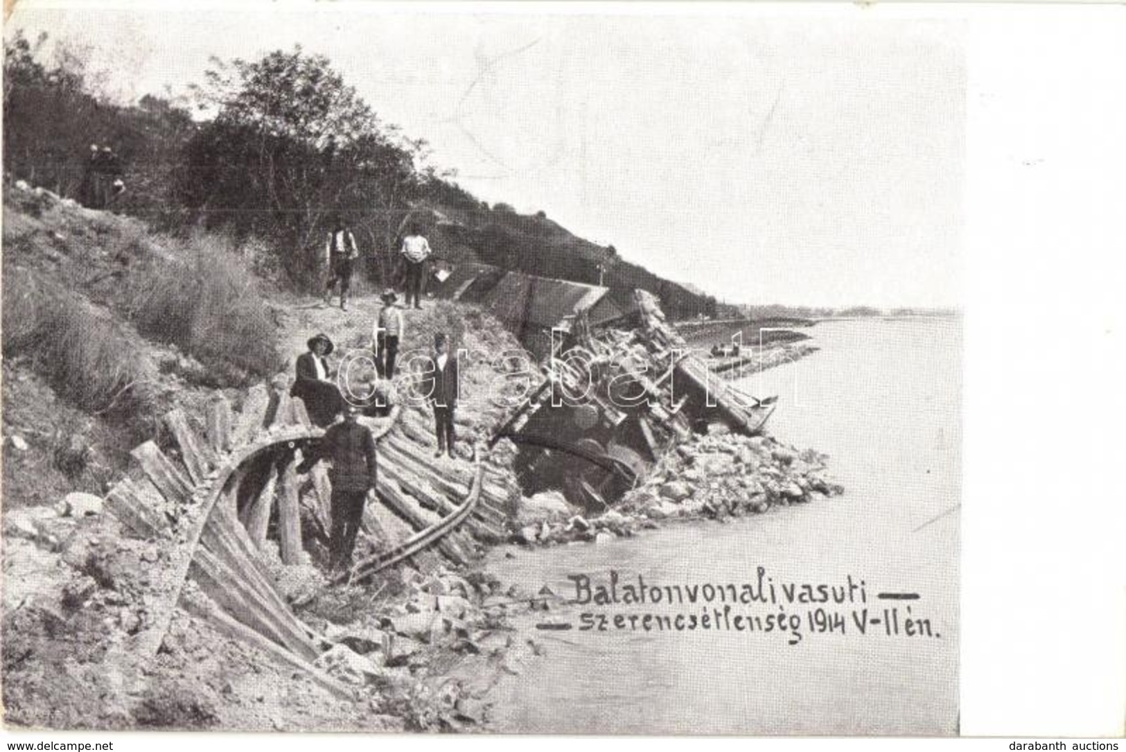 T2 1914 Balaton, Balatonfűzfő és Balatonkenese Közötti Vasútvonalon Történt Vonat Szerencsétlenség A Löszfal Megcsúszása - Non Classés