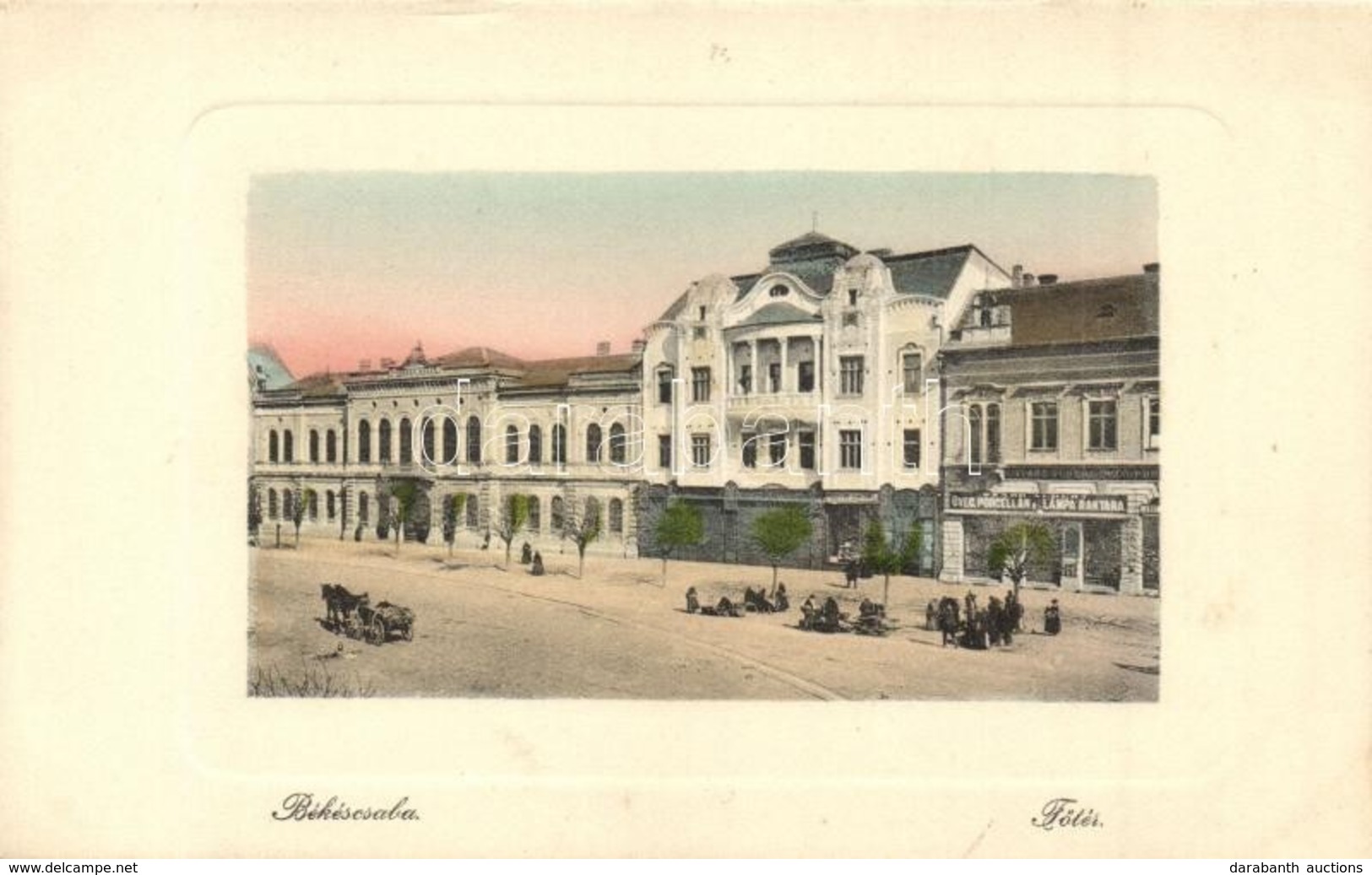 ** T2 Békéscsaba, Fő Tér, Szabó Albert üveg, Porcelán és Lámpa Raktára, üzlet. W. L. Bp. 6521. - Non Classés