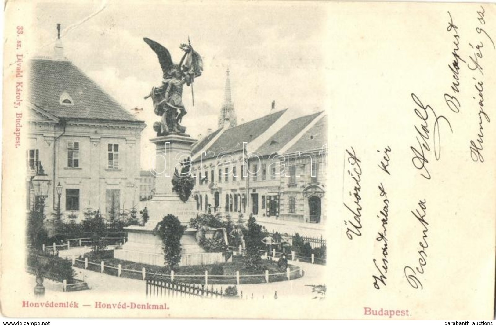 T3 1899 Budapest I. Honvéd Szobor, Emlékmű, Folker Alajos üzlete. Divald Károly 33. Sz. (EB) - Non Classés
