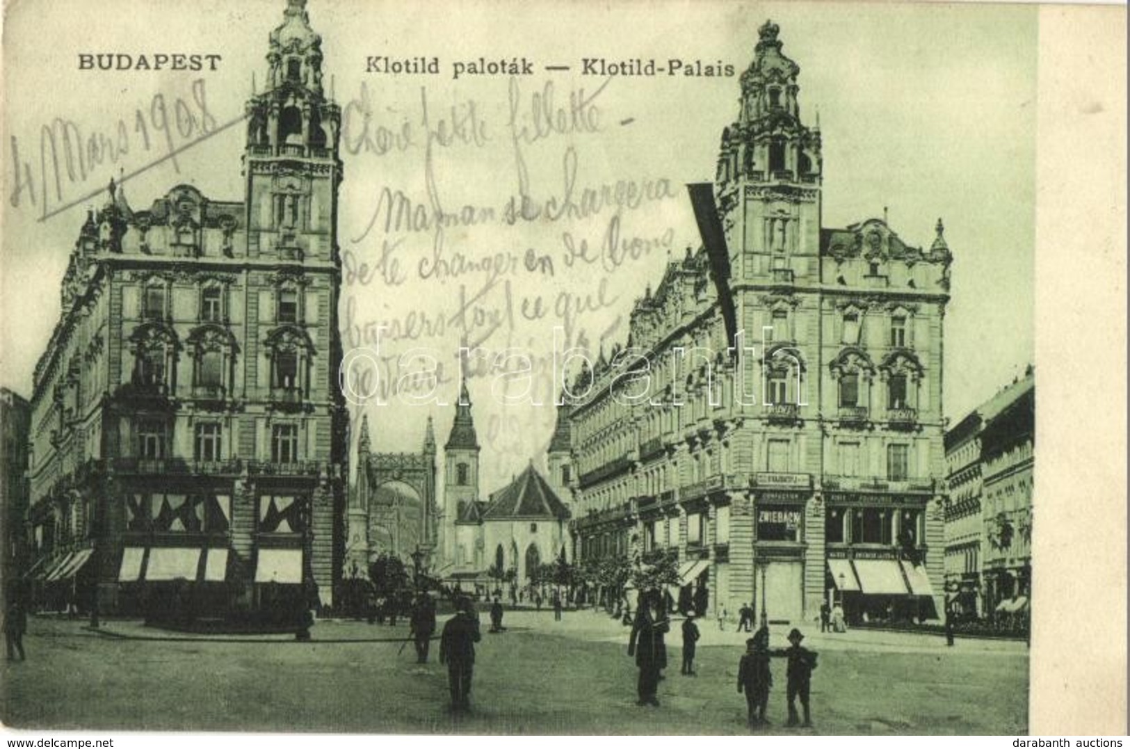 T2/T3 1908 Budapest V. Klotild Paloták, Schäfer, Zwieback Lajos üzlete (EK) - Non Classés