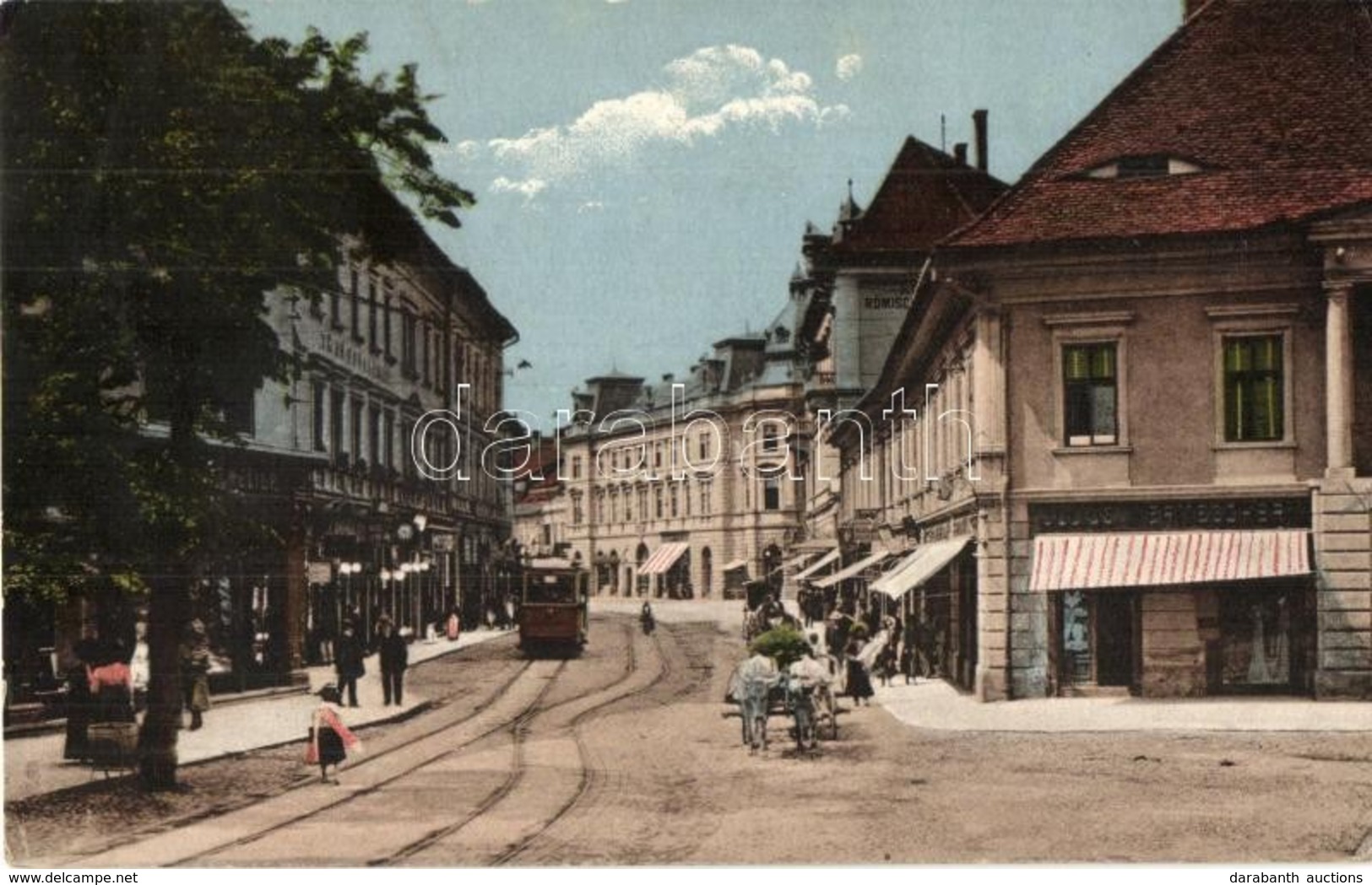 T2/T3 1913 Nagyszeben, Hermannstadt, Sibiu; Heltau Utca Villamossal / Heltauergasse / Street View With Tram (EK) - Non Classés