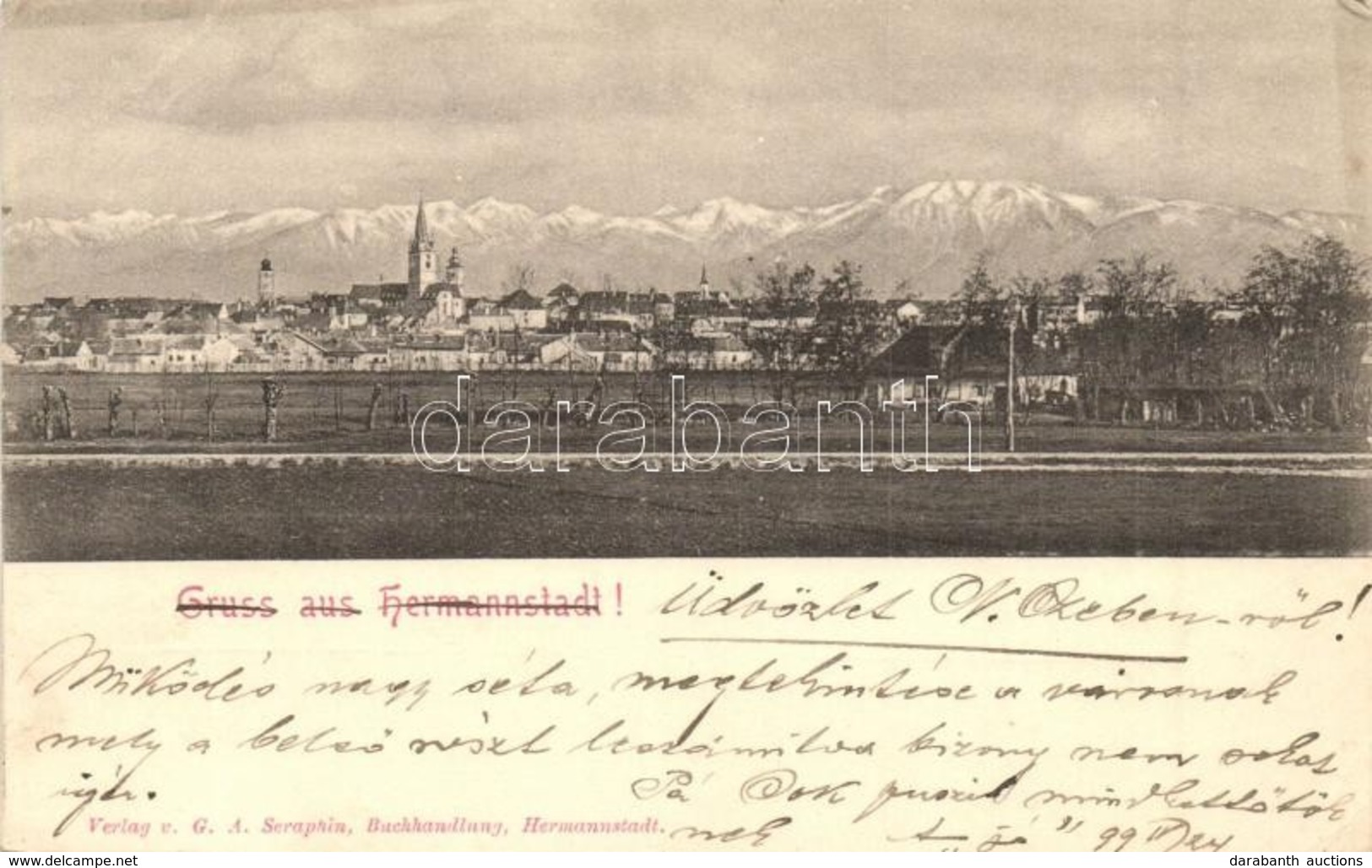 T2/T3 1899 Nagyszeben, Hermannstadt, Sibiu; Látkép, G. A. Seraphin Kiadása / General View (EK) - Non Classés
