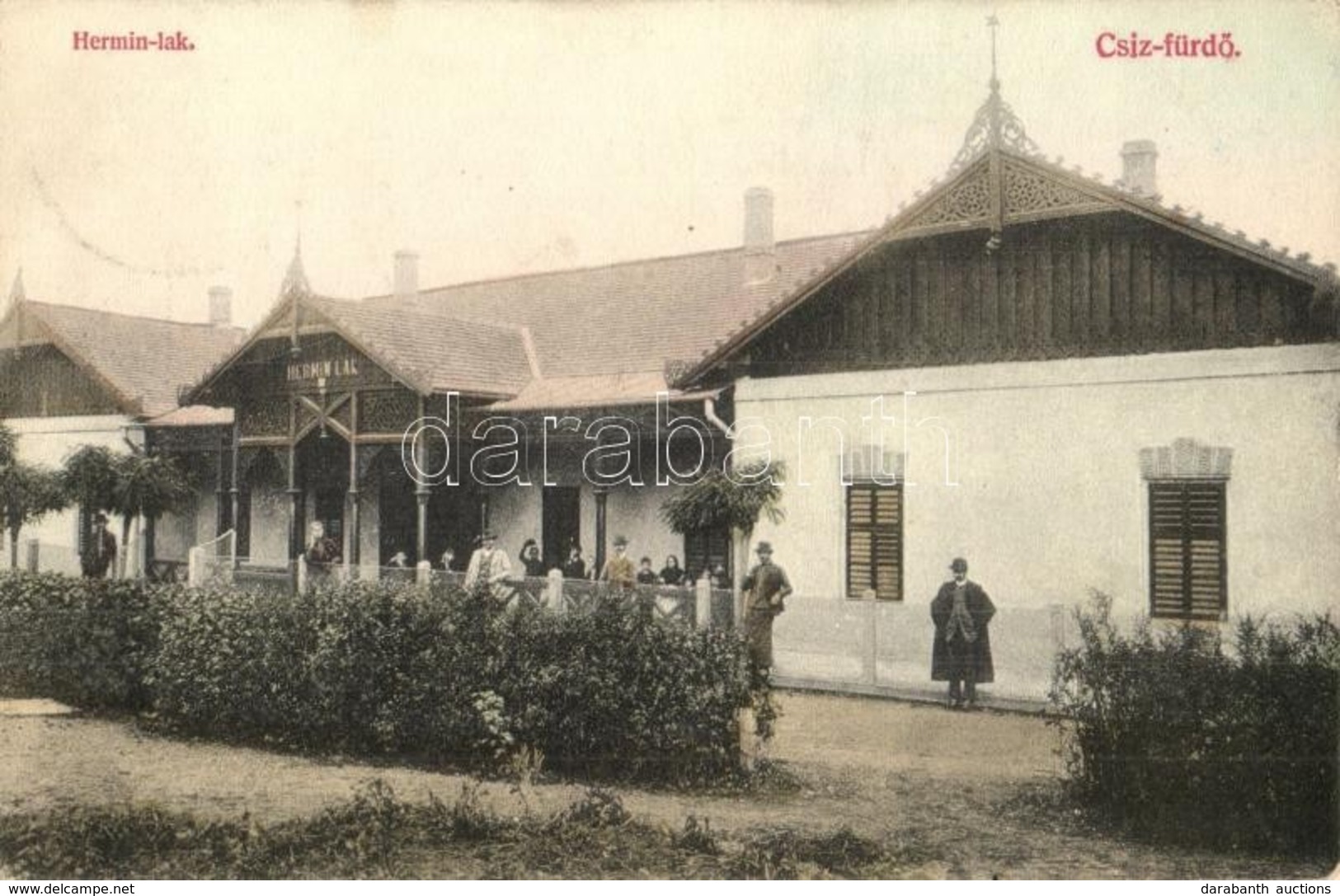 T2/T3 1908 Csízfürdő, Cíz Kúpele; Hermin-lak, Kiadja Szűcs Simon / Villa (EK) - Non Classés